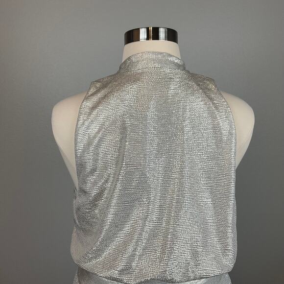 Ralph Lauren Gold Metallic Halter Wrap Cocktail Dress Sleeveless Women’s 16 - Picture 8 of 12